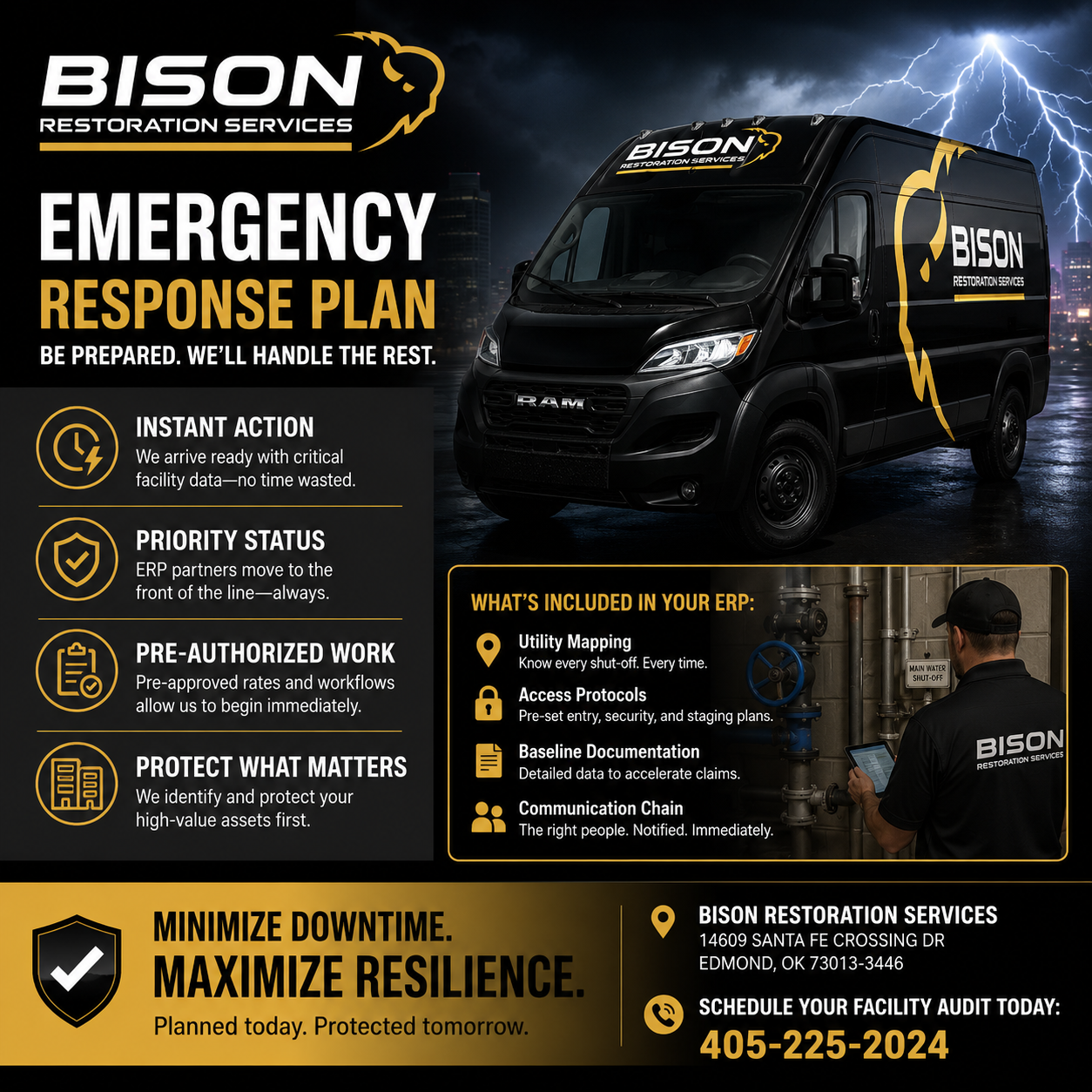 emergency response plan for commercial water or fire damage